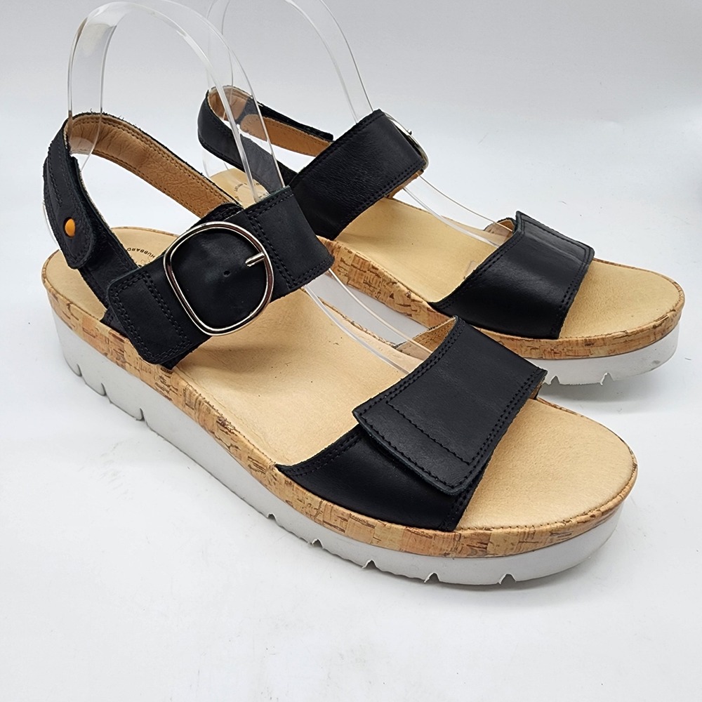 Samuel Hubbard Portola Sandals Women's 10.5 Black Leather Comfort Platform